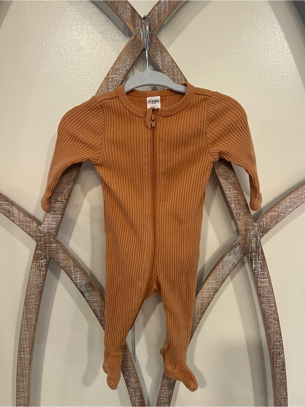 Ribbed Zip-Front One-Piece in Rust
